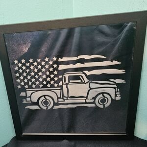 Tattered Flag And Silver Truck Wall Mirror